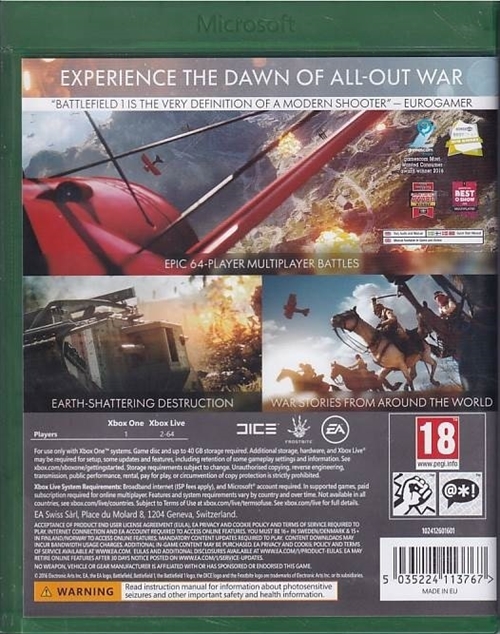 Battlefield 1 - Xbox One Spil (B-Grade) (Genbrug)